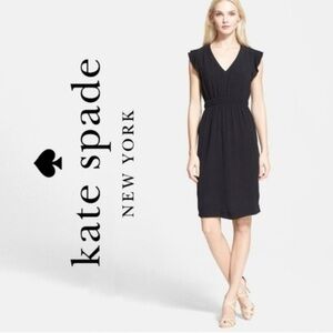 Kate Spade Black Flutter Sleeve Crepe Dress - size 2